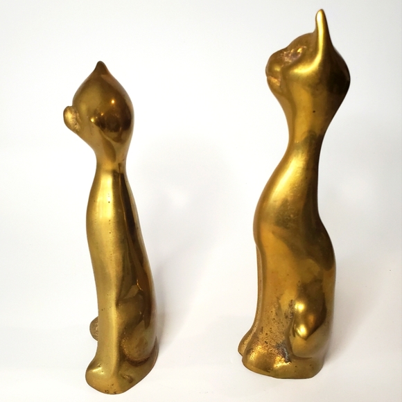 Vintage MCM Solid Brass Cats Korea Mid Century Decor - Picture 2 of 6